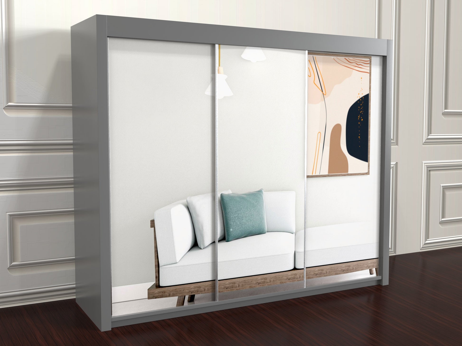 chicago gray 250cm wide sliding door wardrobe