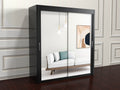 Chicago black Sliding wardrobe door with mirror 205cm