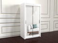 Chicago white 100cm wide sliding door wardrobe with mirrors