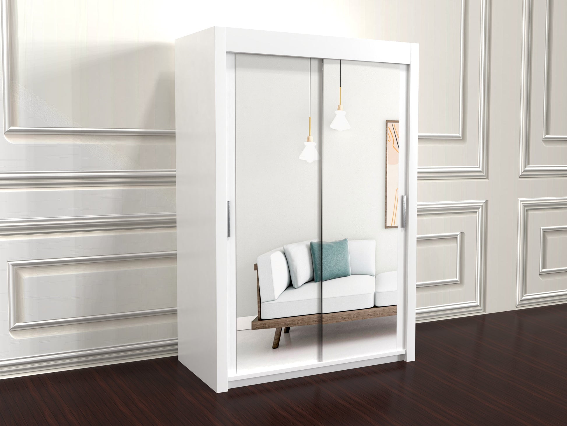 Chicago white 150cm wide wardrobe