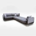 Corner sofa bed in gray color with cushions