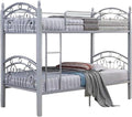 Silver metal bunk bed with two mattresses 
