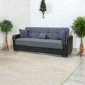 Gray and black sofa with decorative pillows 