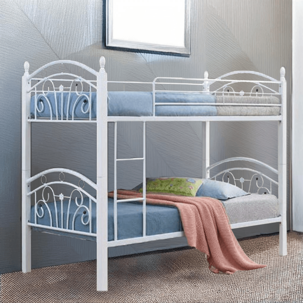 White metal bunk bed 