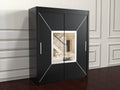 Nicole Sliding Door Wardrobe in Black  color, 180cm wide