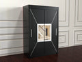 Nicole Sliding Door Wardrobe in Black color, 150cm wide