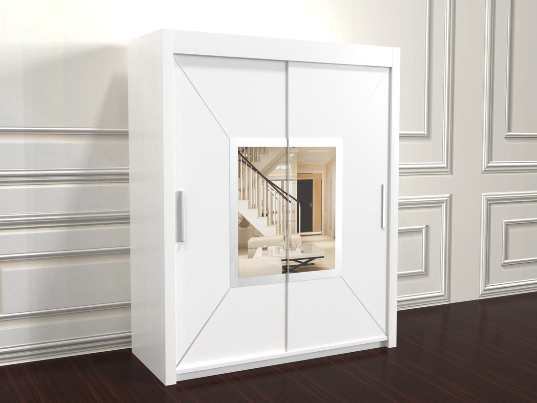Nicole Sliding Door Wardrobe in White color , 180cm Wardrobe