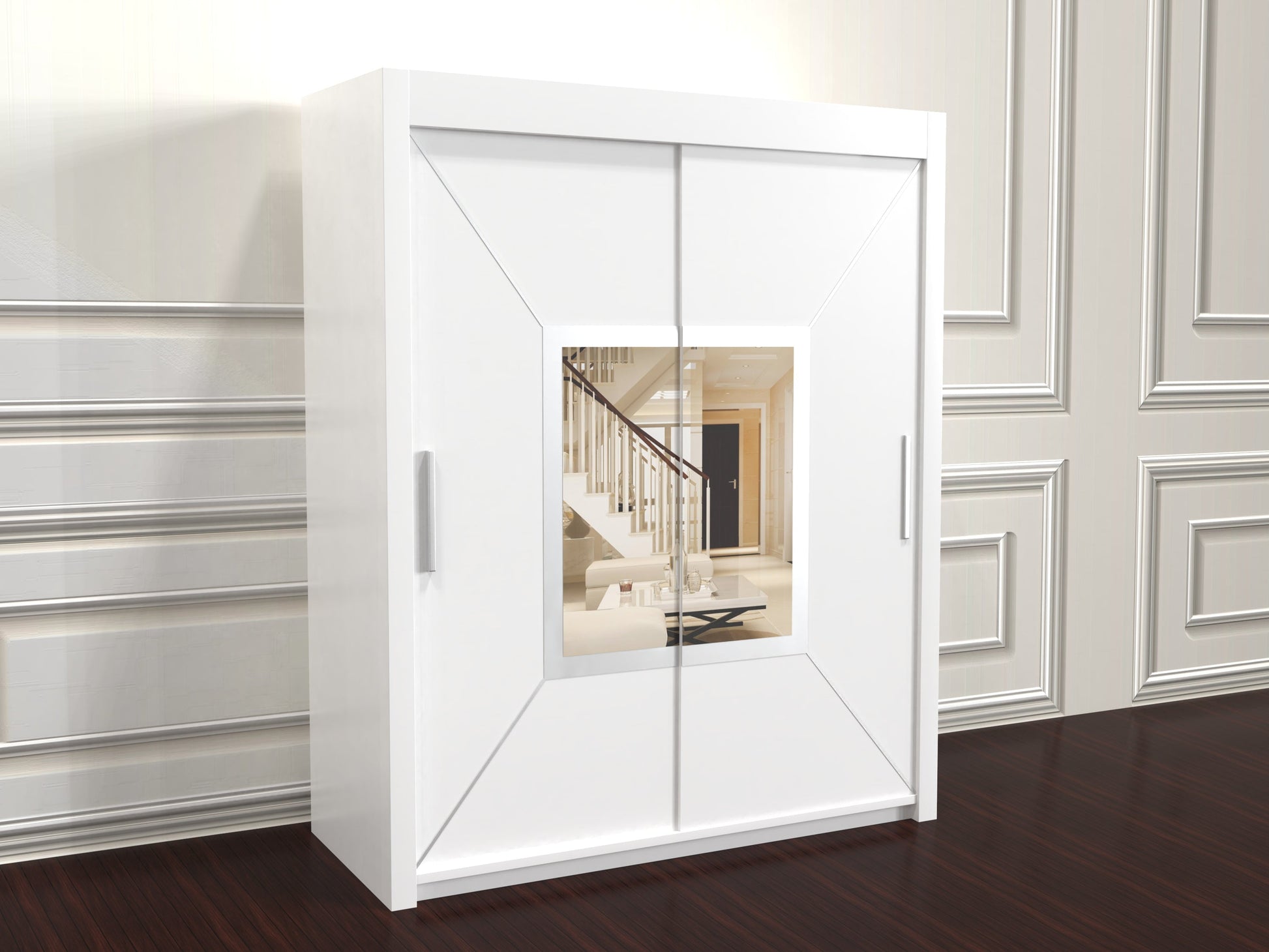 Nicole Sliding Door Wardrobe in White color , 180cm Wardrobe