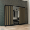 Modern Royal Black wardrobe with mirror doors 250cm wide