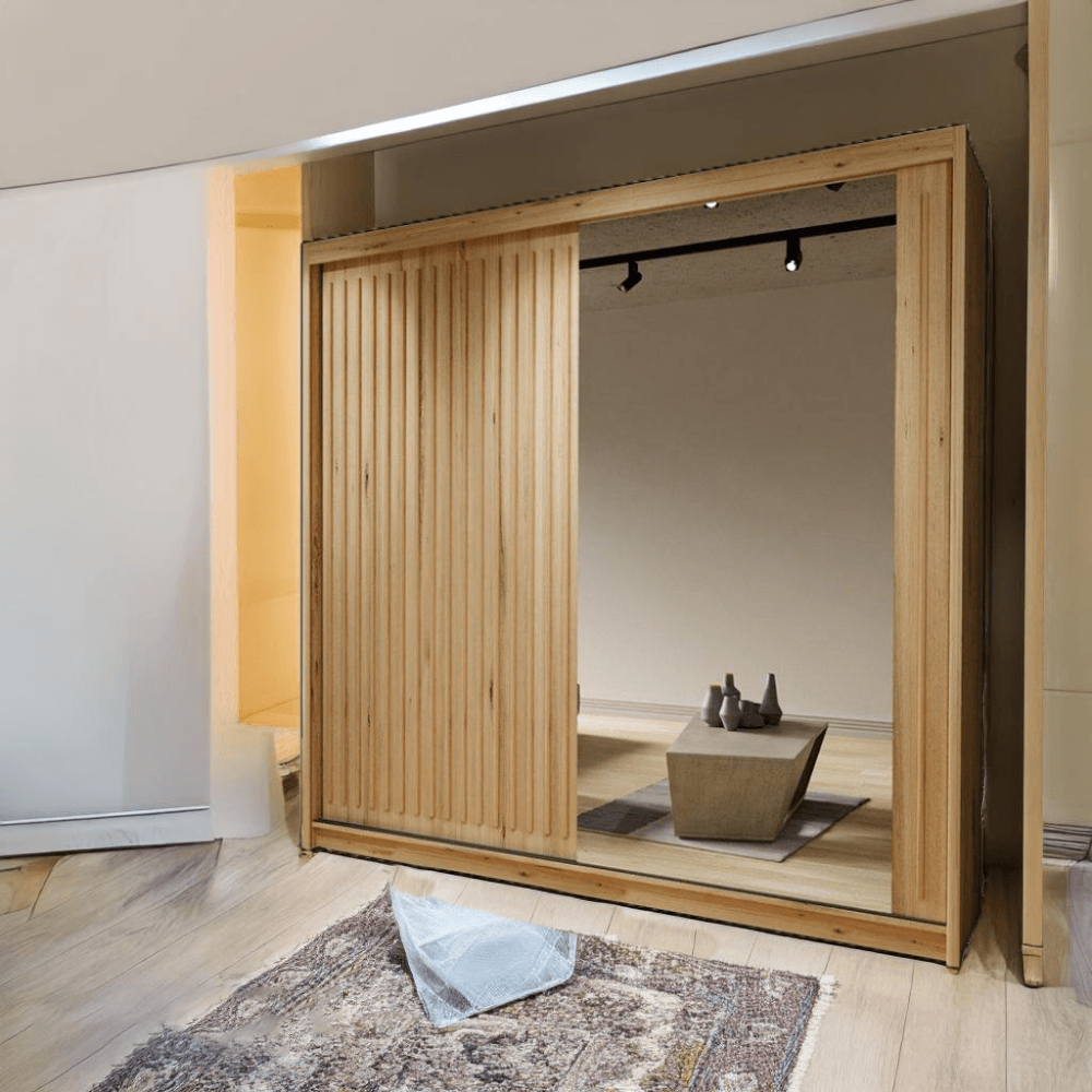 Royal  250cm Oak Sliding Door Wardrobe with Mirror 