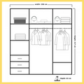 Royal Sliding Wardrobe inside , Width: 250 cm, Height: 217cm, Depth: 62cm
