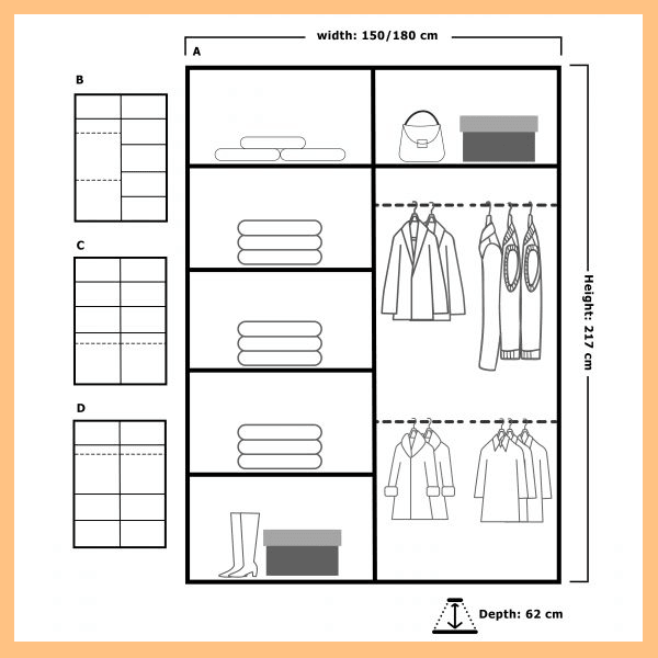 Royal wardrobe inside 150/180cm
