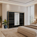Sydney High Gloss Black wardrobe 256cm wide