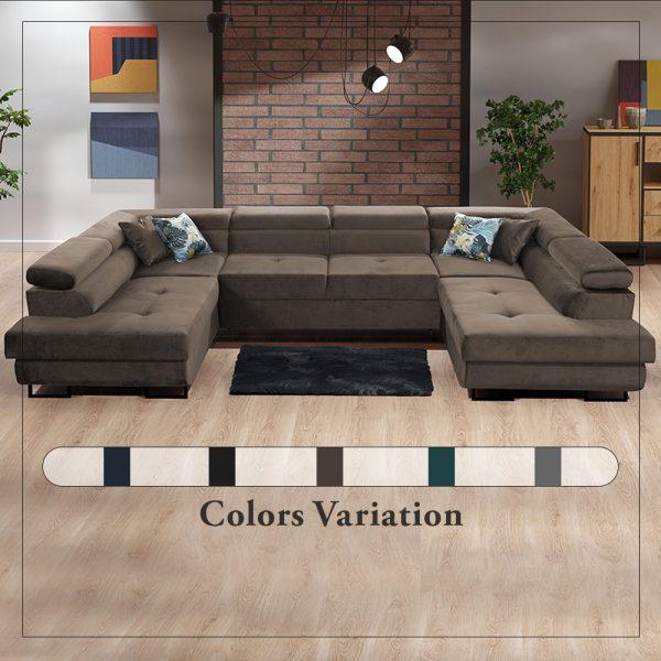 U Corner Sofa Bed in Brown Color