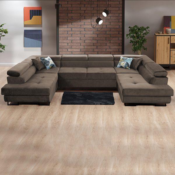 U Corner Sofa Bed in Brown Color