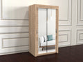 Chicago Oak 120cm wide wardrobe with mirror sliding doors