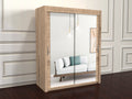 Chicago oak wardrobe with sliding mirror doors 180cm wide