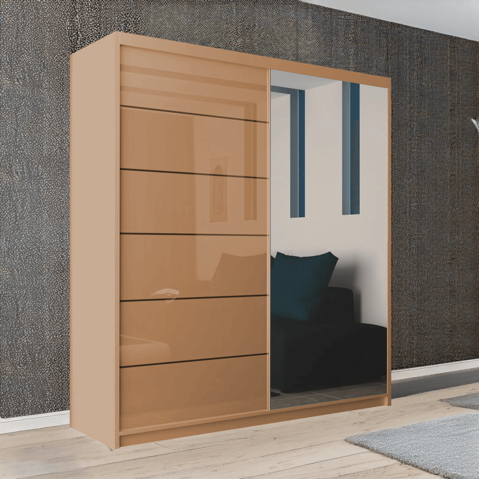 Infinity Oak Sliding wardrobe with glass doors 
