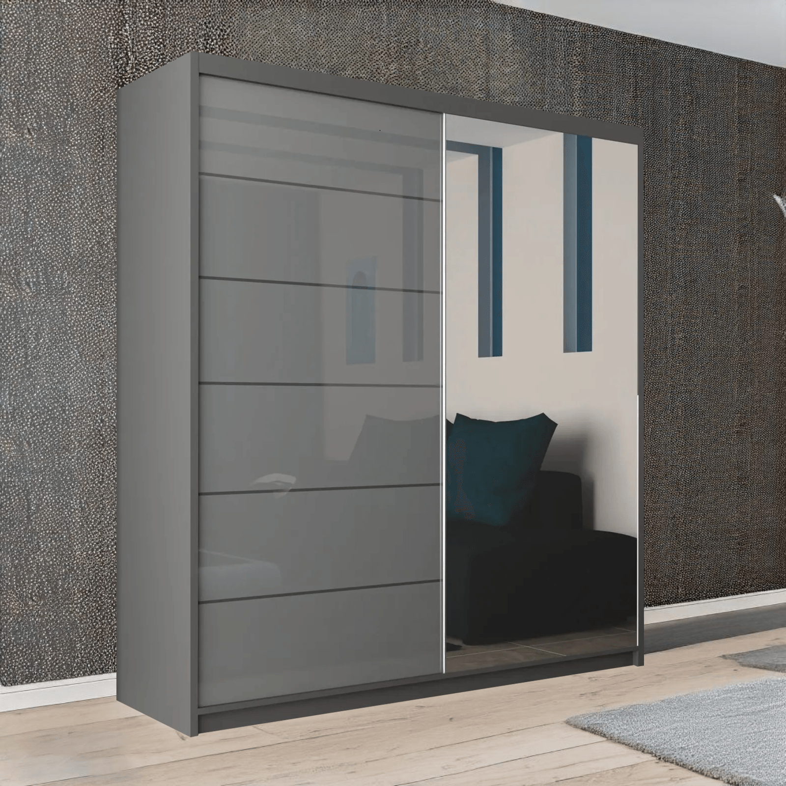 Infinity Gray Sliding wardrobe with glass doors 