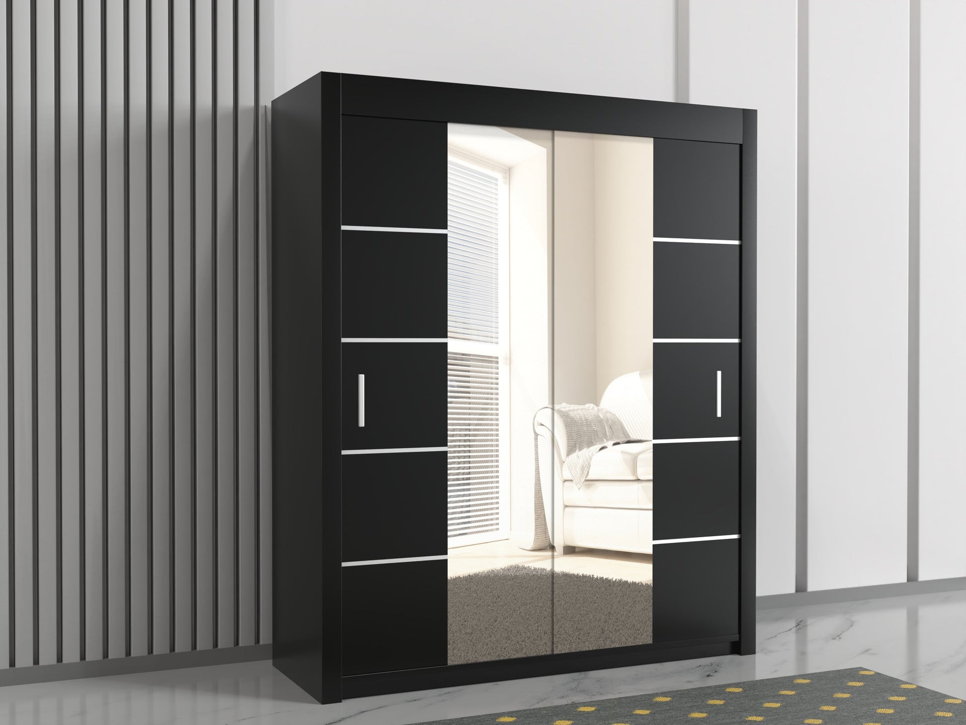 Lisbon Black wardrobe with sliding doors 180cm wide
