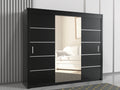 lisbon sliding door wardrobe in black  color 250cm wide