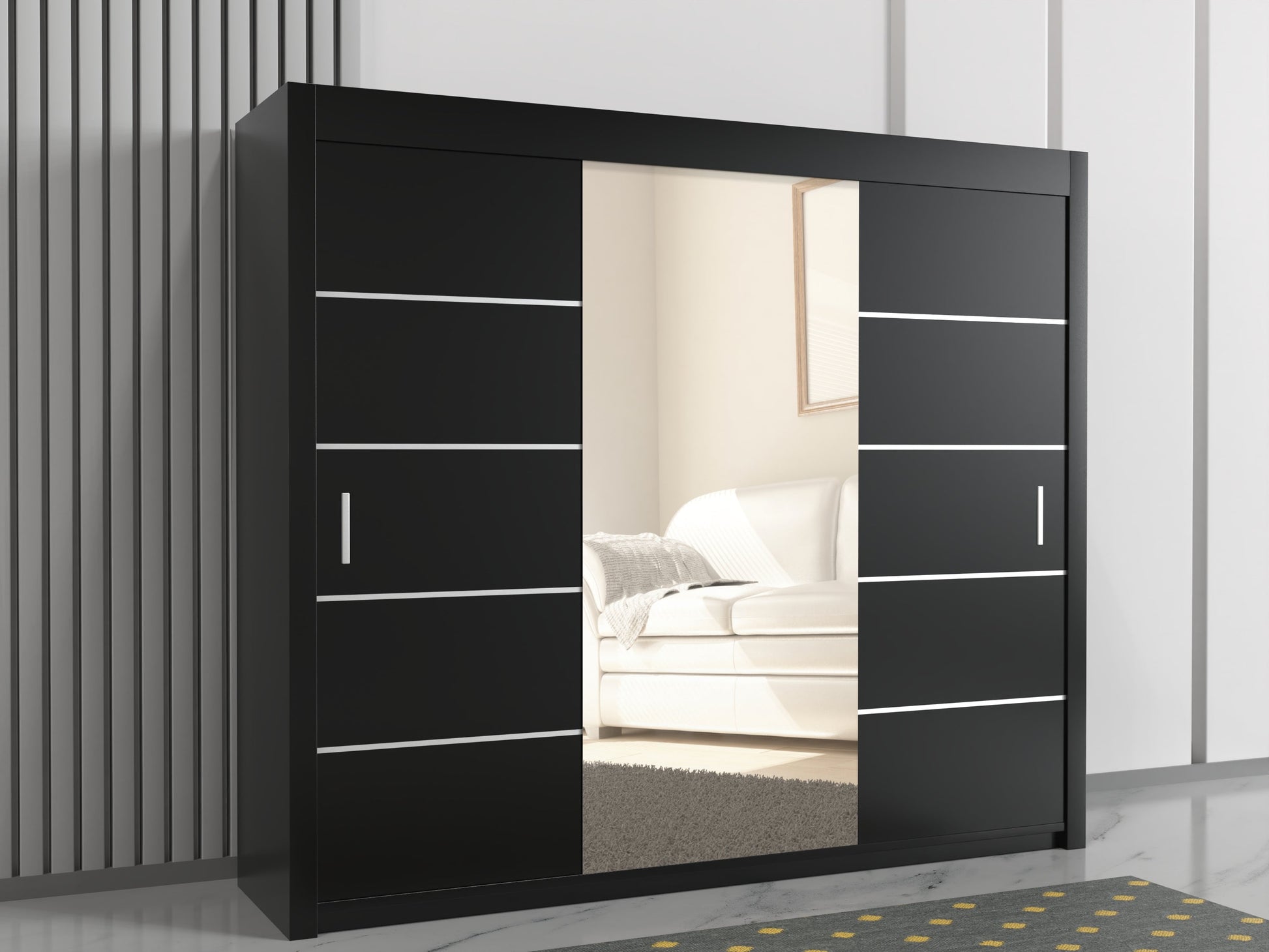 lisbon sliding door wardrobe in black  color 250cm wide