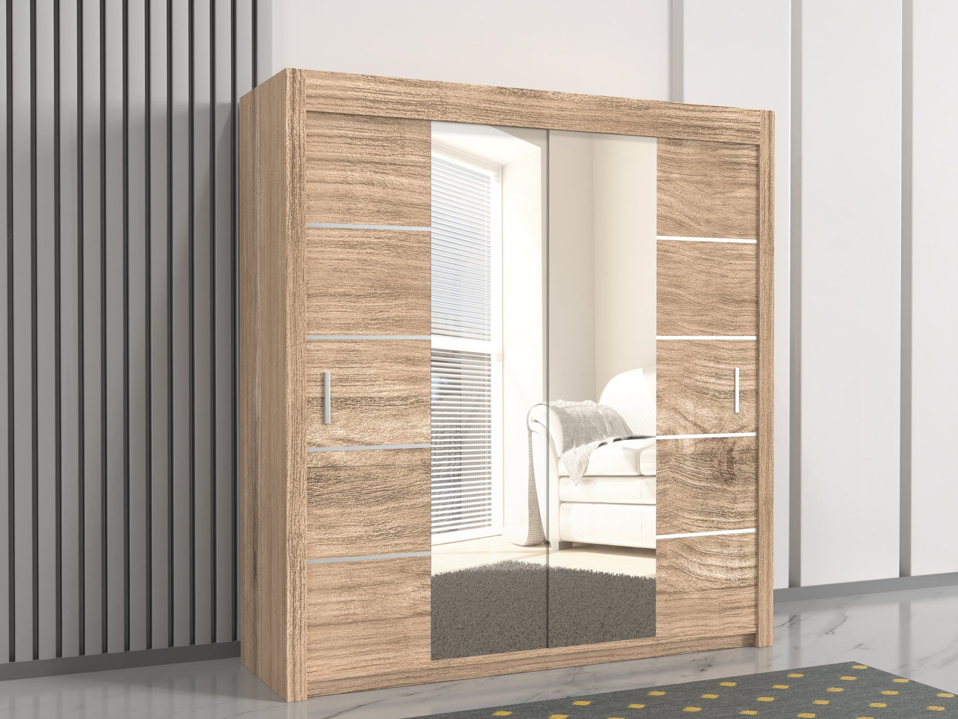 Lisbon 203cm wide Oak wardrobe with sliding doors 203cm wide