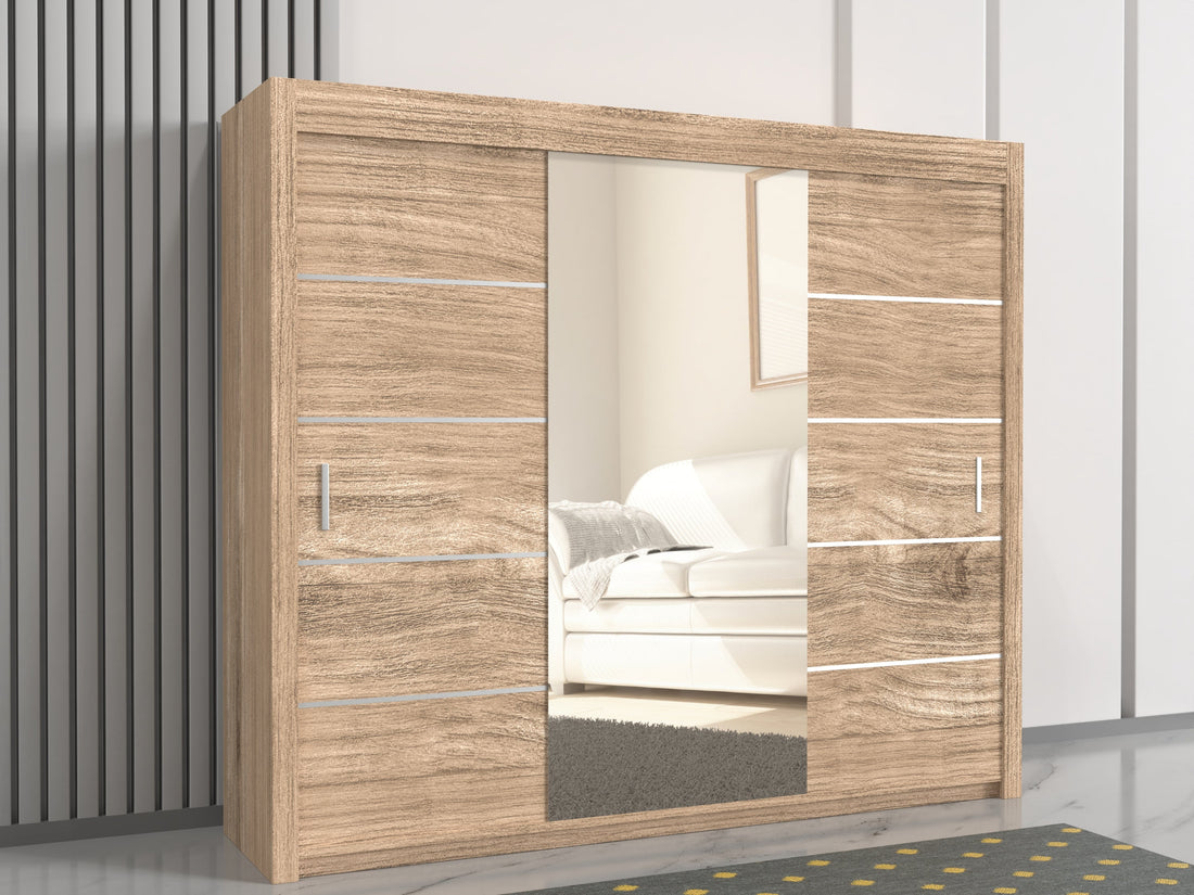 Lisbon Gray wardrobe with sliding doors 203cm wide
