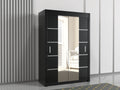Lisbon 150cm wide sliding wardrobe with mirror doors in black color