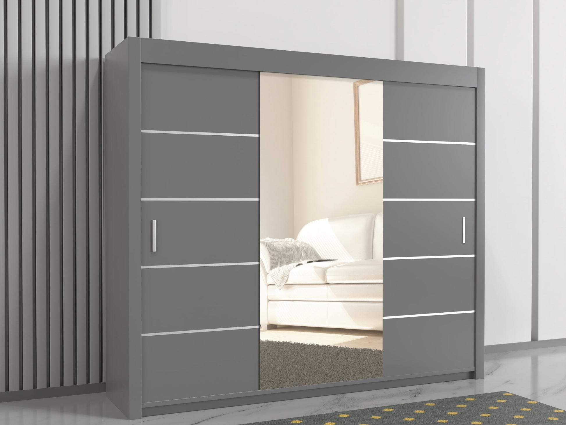 lisbon sliding door wardrobe in Gray  color 250cm wide