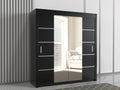 Black wardrobe with sliding doors 203cm wide