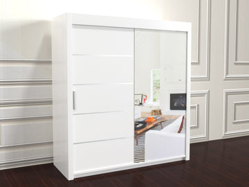 Vision sliding door wardrobe - Black, Grey, White, Oak 120cm/150cm/180cm/203cm/250cm