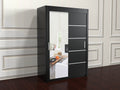 vision Black wardrobe with glass sliding doors 150cm wide