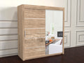 Vision Oak 203cm wide wardrobe with a mirror & Sliding doors 
