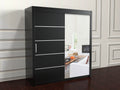 Vision Black wardrobe with sliding mirror door 203cm wide