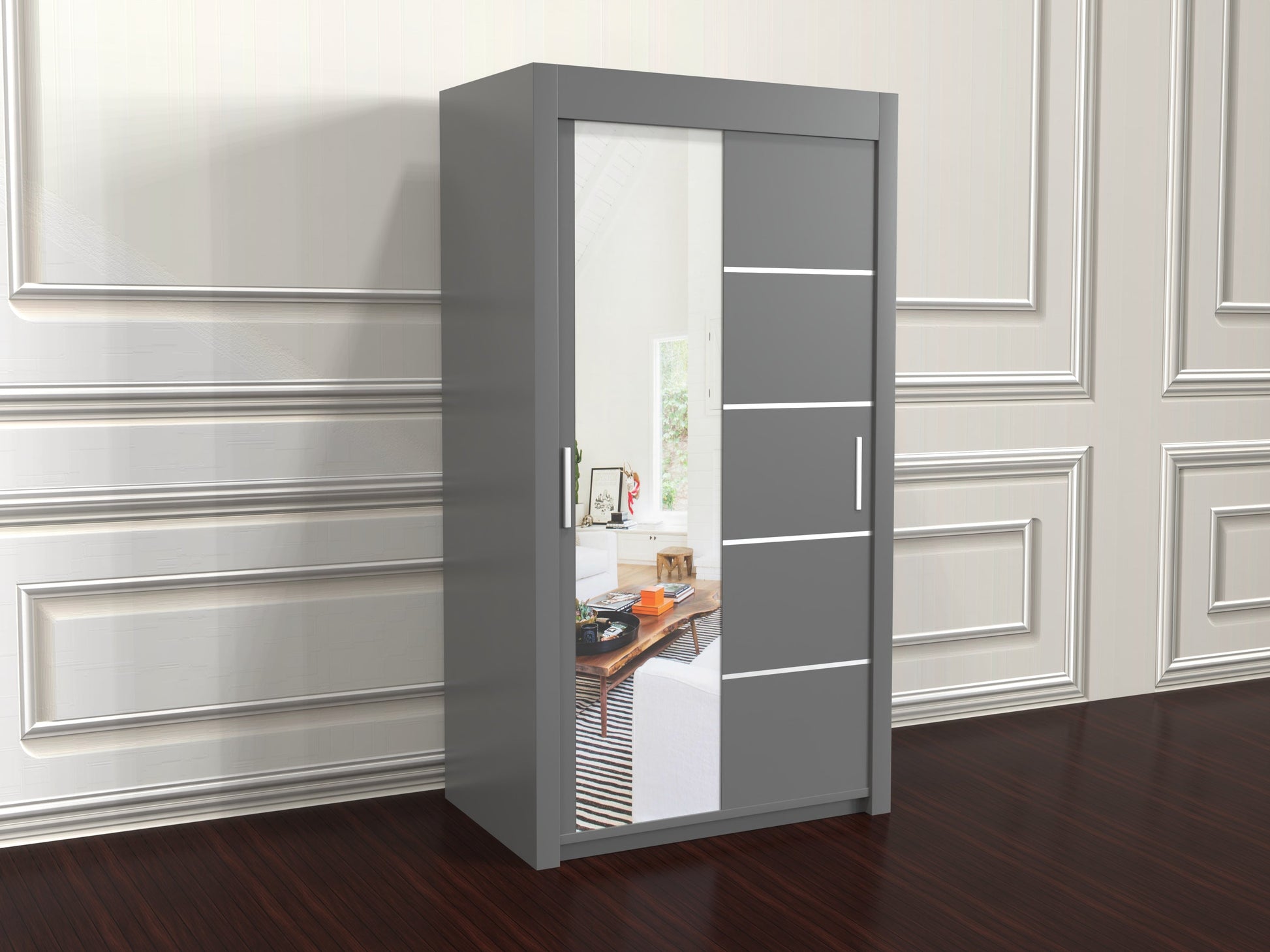 Vision Gray wardrobe with glass doors 120cm wide