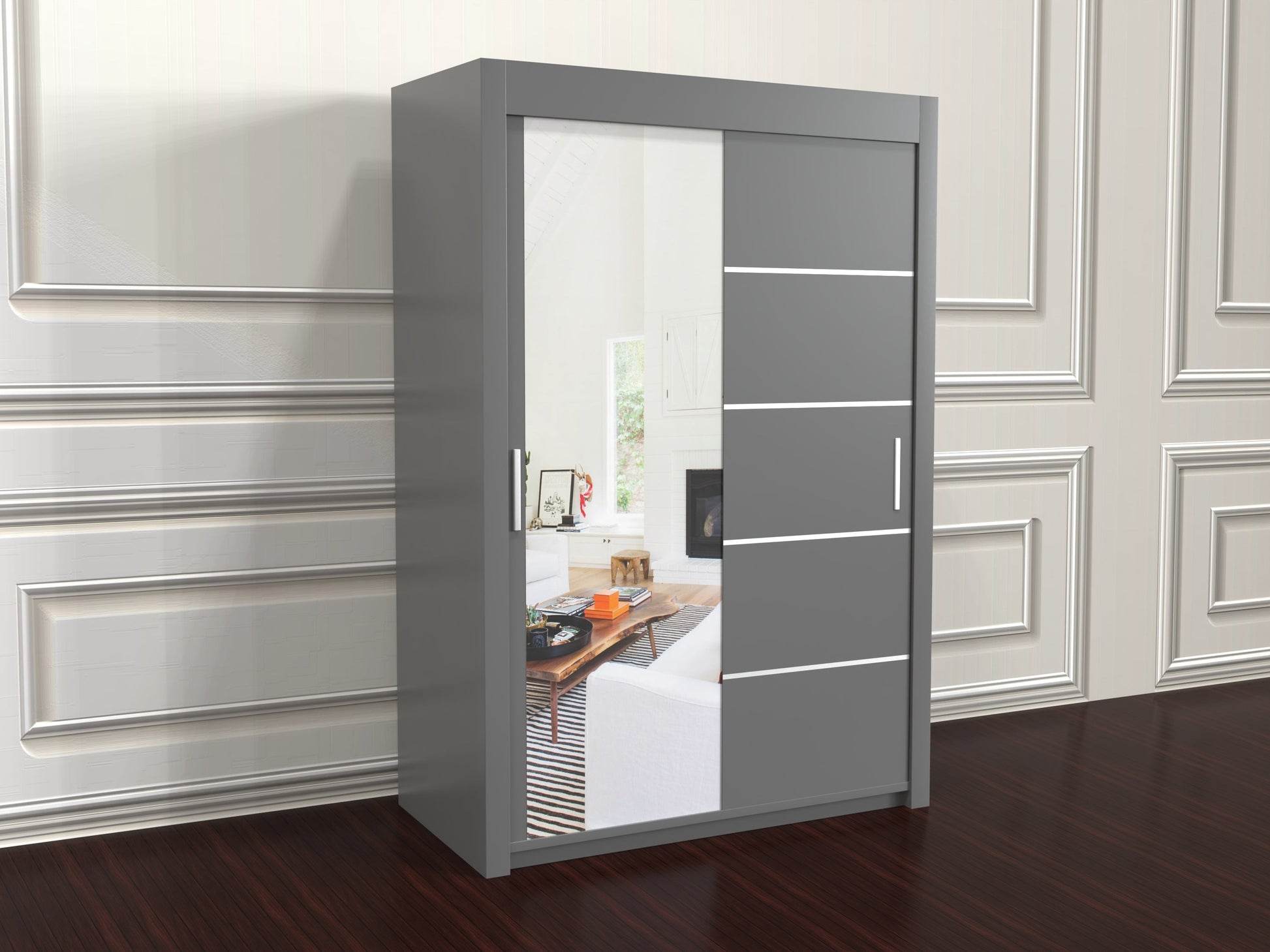Vision 150cm wide Gray wardrobe with sliding doors 
