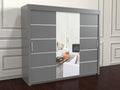 Gray sliding wardrobe with mirror doors 250cm