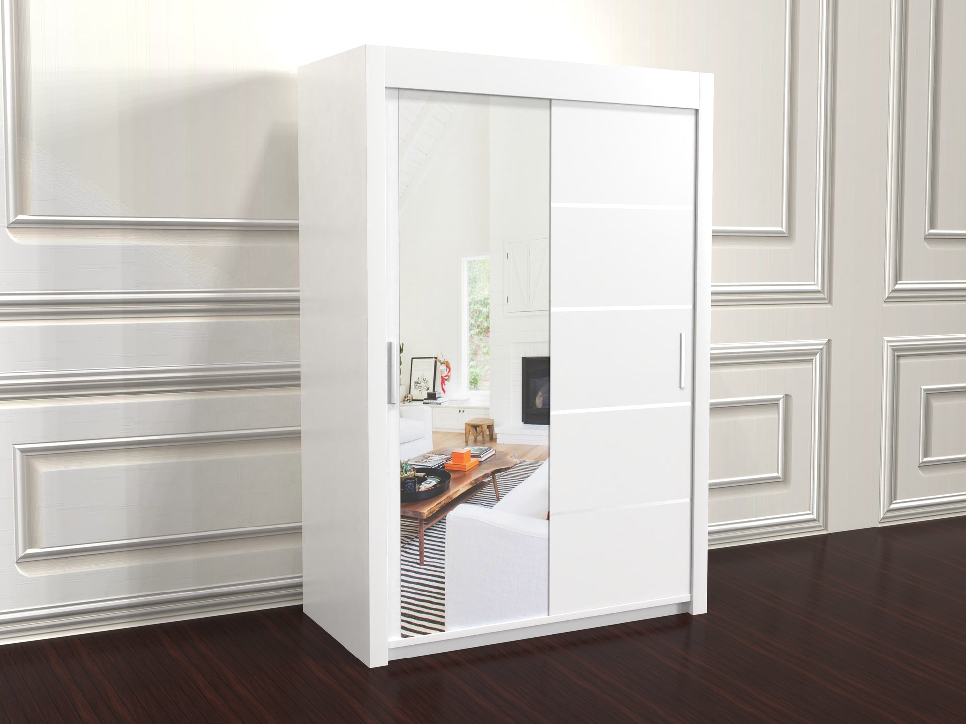 Vision White wardrobe with a mirror door 150cm wide