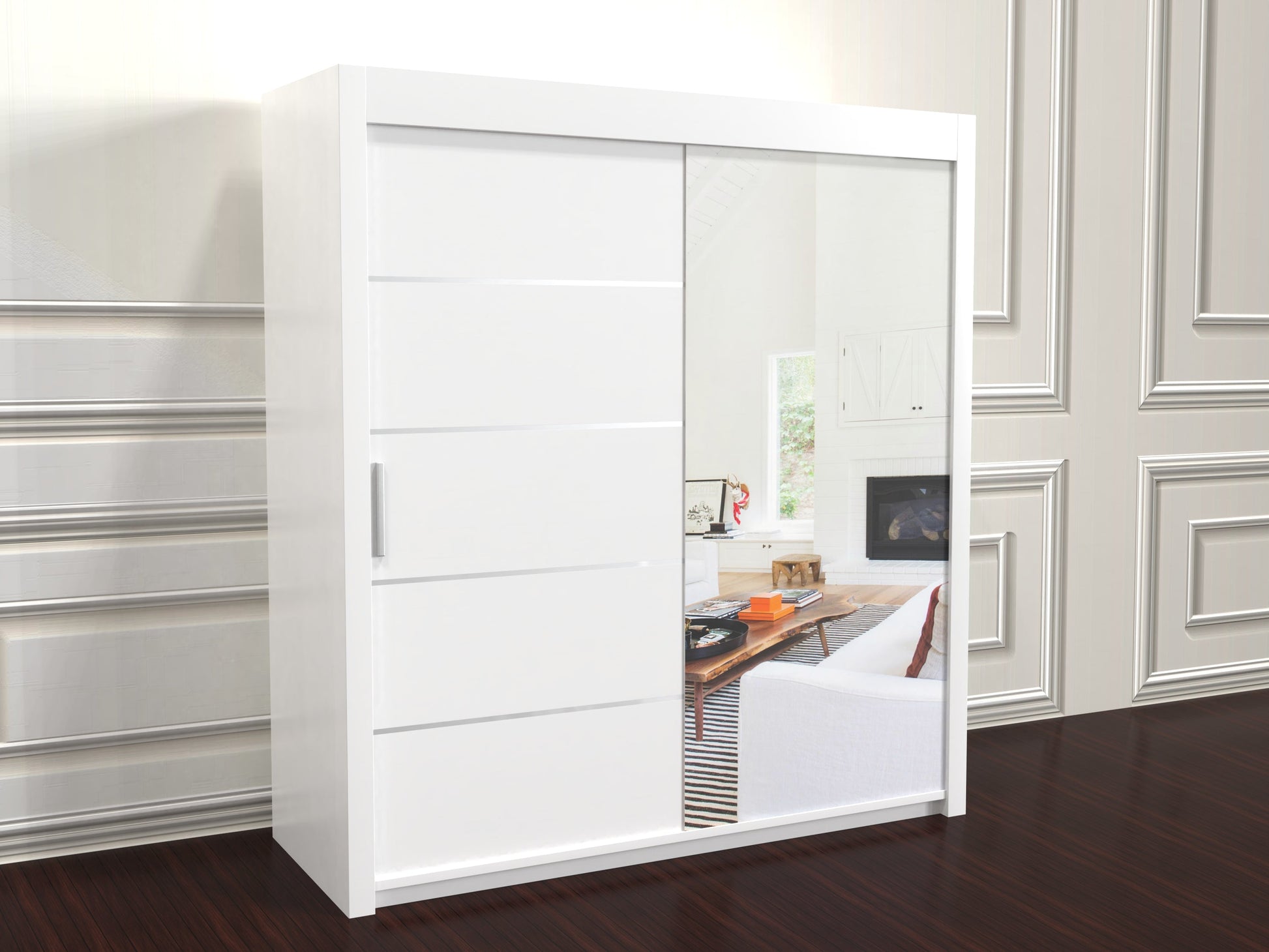 Vision White wardrobe with sliding doors 203cm Wide
